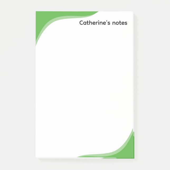 Notas Post-it® Ondas simples verdes y negras personalizables (Anverso)