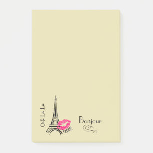 Notas Post-it® Ooh La La Paris Eiffel Tower Bonjour
