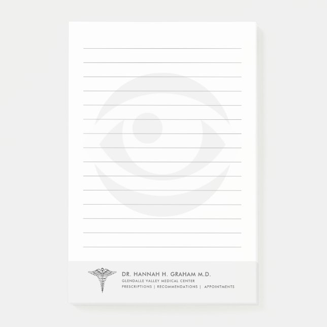Notas Post-it® Optometrista| Personalizable de Médica oftalmológi (Anverso)