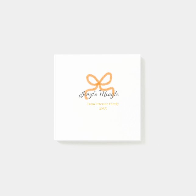 Notas Post-it® Orange bow jingle Mingle retro boho family namdate (Anverso)