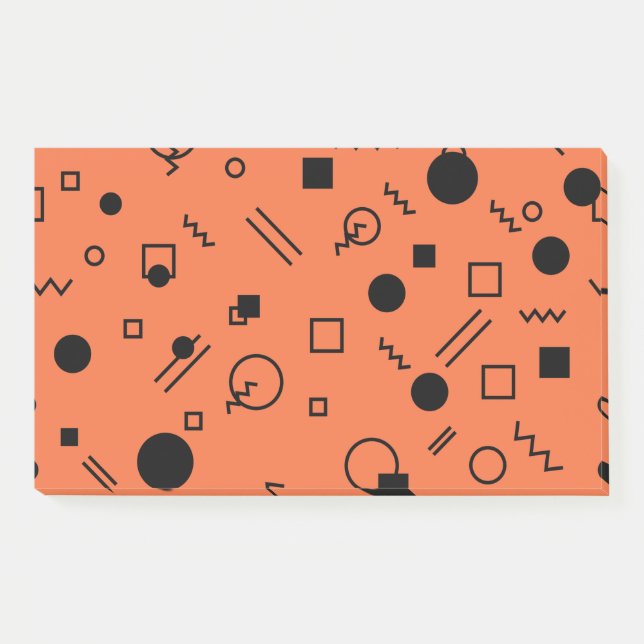 Notas Post-it® Orange, fun, trendy, geometric Memphis graphic (Anverso)