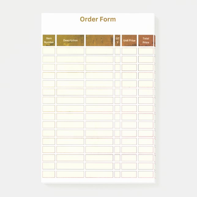 Notas Post-it® order form post it note (Anverso)