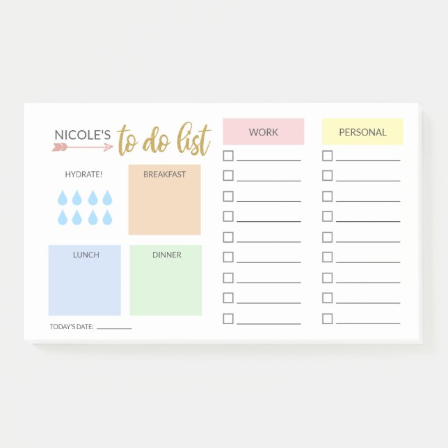 Notas Post-it® Organizador diario simple de Pastel (Anverso)