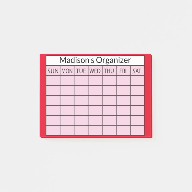 Notas Post-it® Organizador mensual de planificadores (Anverso)