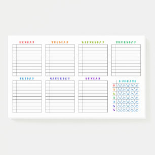 Notas Post-it® Organizador semanal - hacer la lista - hidrato