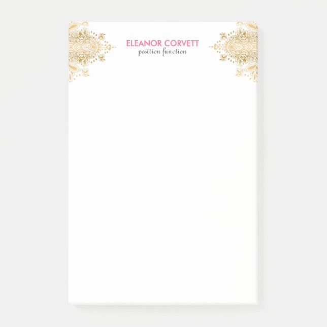 Notas Post-it® Ornamento de encaje dorado (Anverso)