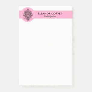 Notas Post-it® Ornamento de Mandala negro y rosa