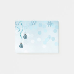 Notas Post-it® Ornamentos navideños de Blue Faux Purpurina