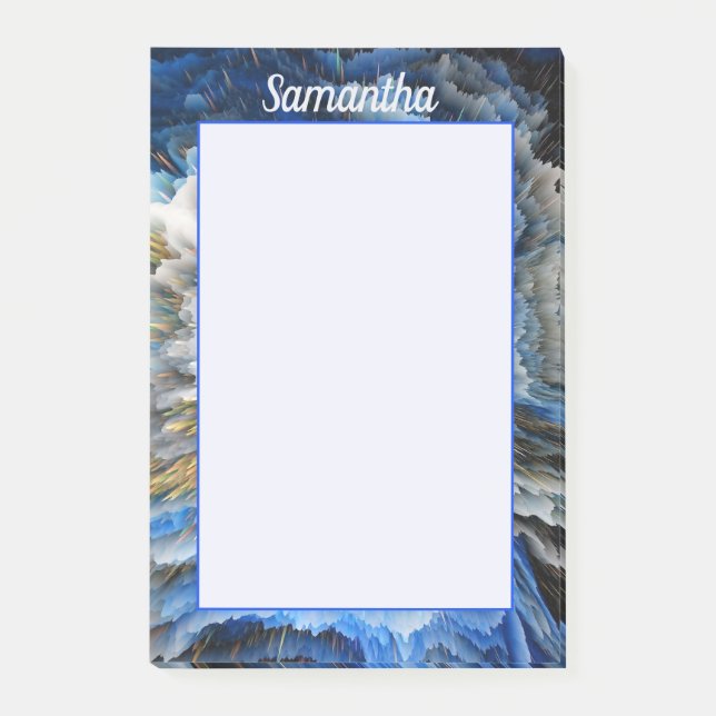 Notas Post-it® Oro azul Efecto abstracto 3D Personalizado 4x6 (Anverso)