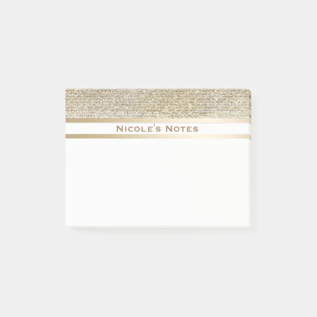 Notas Post-it® Oro Blanco Brillo Glam Moda Personalizado (Anverso)