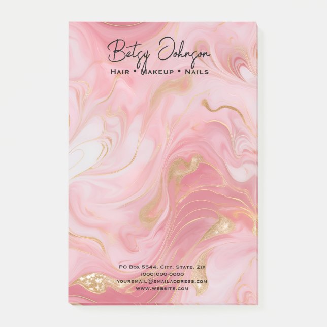 Notas Post-it® Oro blanco rosado mareado (Anverso)