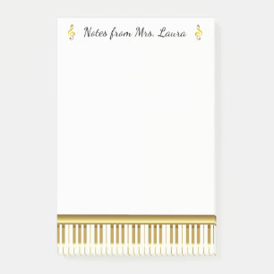 Notas Post-it® Oro del instrumento musical del teclado de piano