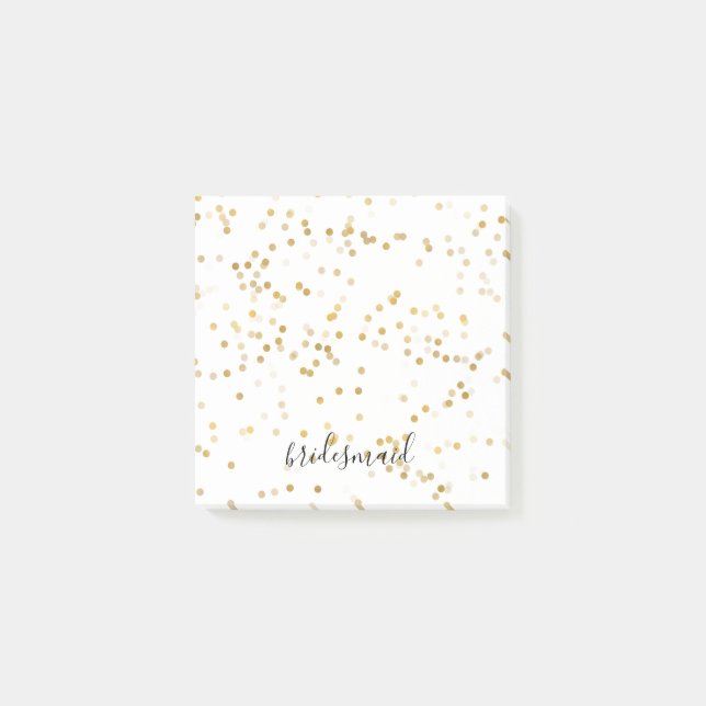 Notas Post-it® Oro Glam Confetti Bridesmaid (Anverso)
