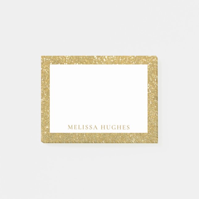 Notas Post-it® Oro Glitter Moderno Chic Personalizado (Anverso)