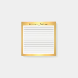 Notas Post-it® oro metalizado con fondo de líneas, personalizado
