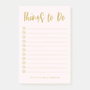 Notas Post-it® Oro personalizado y cosas rosadas de Rubor para