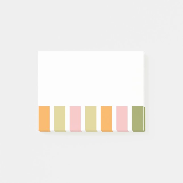 Notas Post-it® Oro rosa naranja y franjas verdes (Anverso)