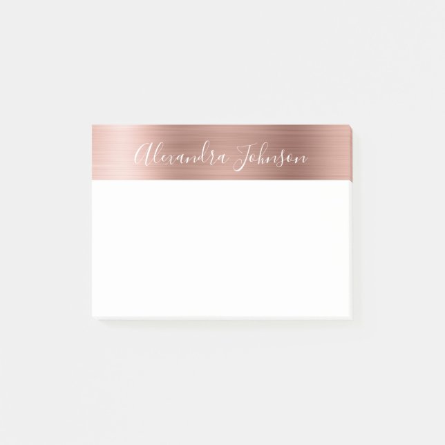 Notas Post-it® Oro Rosa - Relieve metalizado rosa profesional (Anverso)