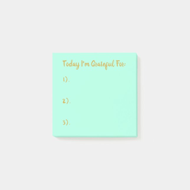 Notas Post-it® Oro simple con gratitud turquesa ligera (Anverso)