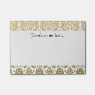 Notas Post-it® Oro y modelo elegante blanco del damasco
