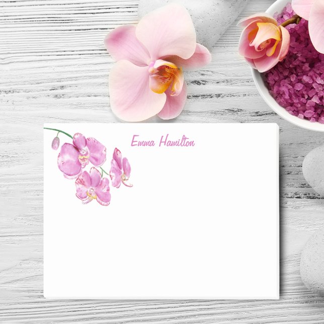 Notas Post-it® Orquídeas Rosadas Acuarela Personalizadas (Add elegance to reminders with Watercolor Pink Orchids Personalized Post-it Notes.)