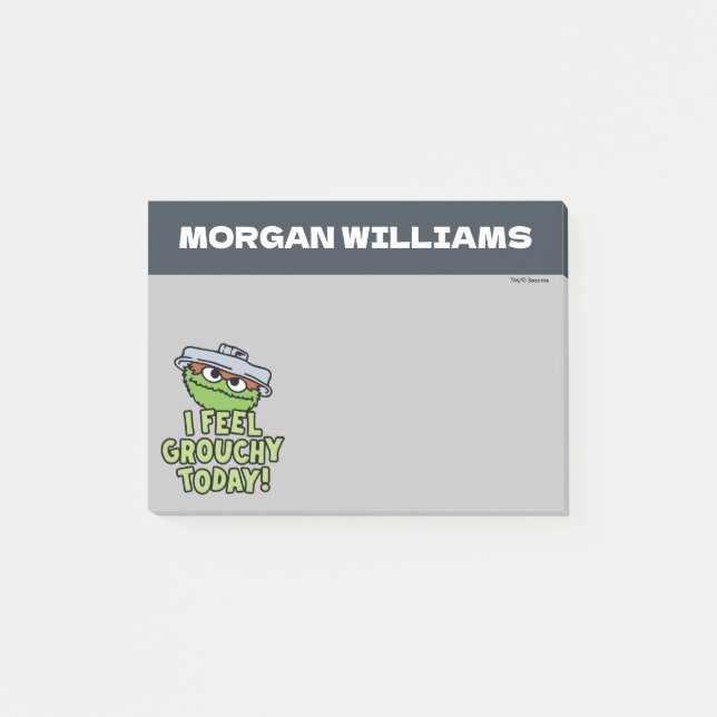 Notas Post-it® Oscar el Gruñón | Me siento gruñón | Añadir nombre (Anverso)