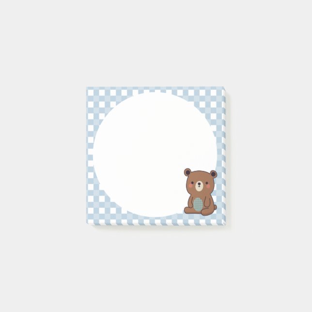 Notas Post-it® Osito de peluche marrón lindo y feliz (Anverso)