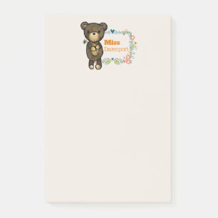 Notas Post-it® Oso Cubierto, Flor Amarilla y Personalizado de gui