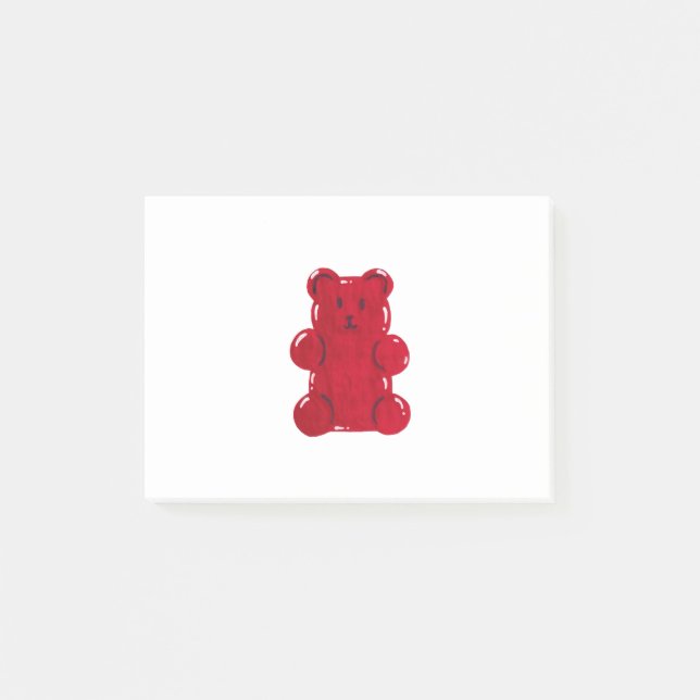Notas Post-it® oso de goma roja (Anverso)