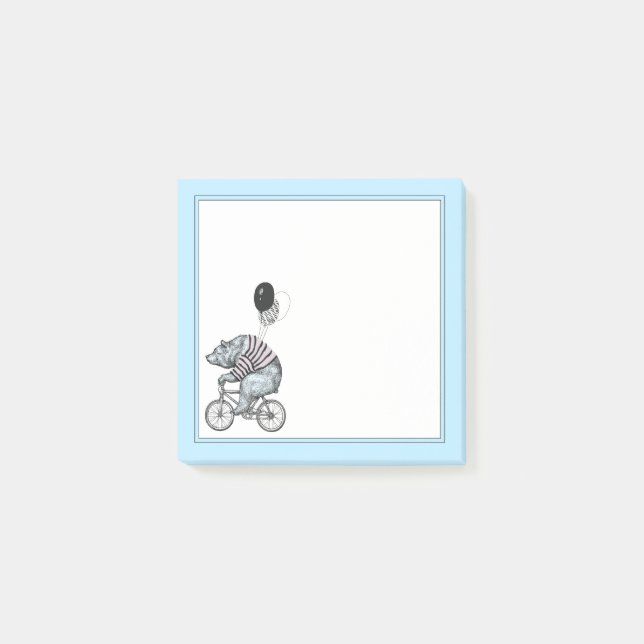 Notas Post-it® Oso de la bicicleta del globo (Anverso)