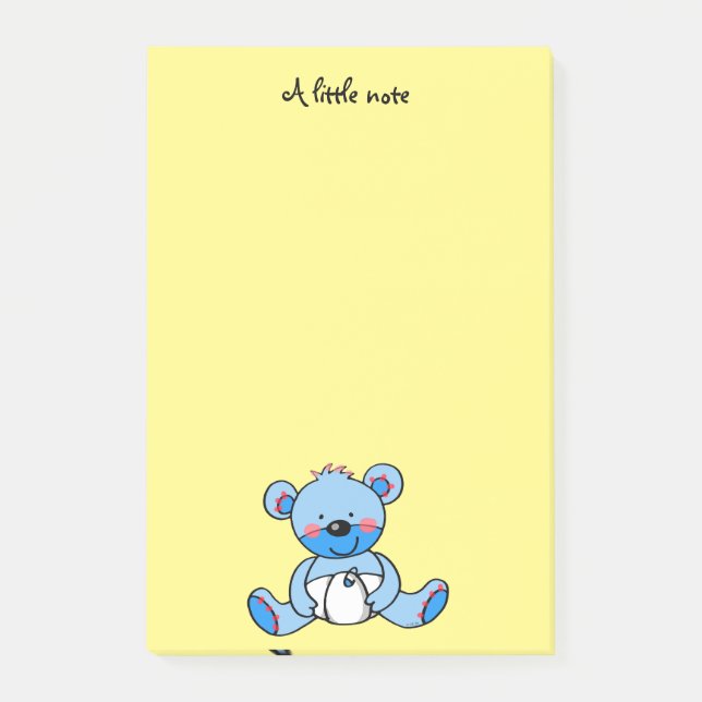 Notas Post-it® oso de peluche azul lindo (Anverso)