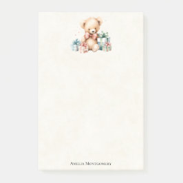 Notas Post-it® Oso de peluche con regalo de Navidad