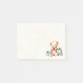 Notas Post-it® Oso de peluche con regalo de Navidad