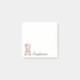 Notas Post-it® Oso Dulce Personalizado Con Flores Acuarela