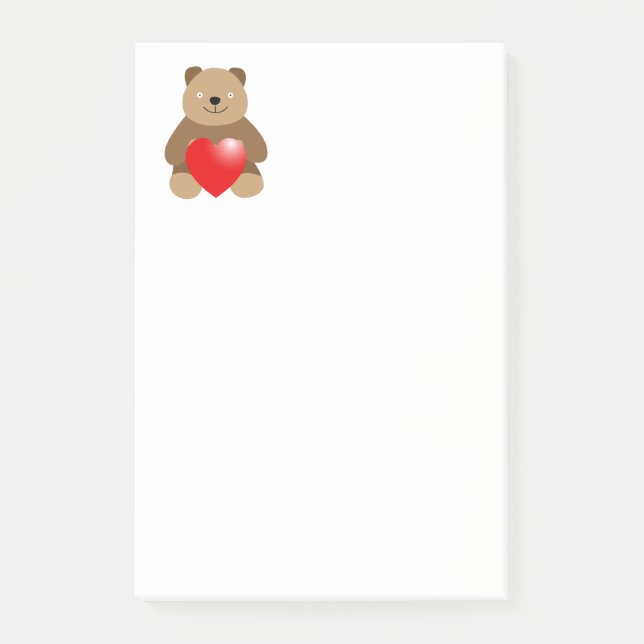 Notas Post-it® Oso gracioso con corazón (Anverso)