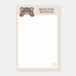 Notas Post-it® Oso Lindo Beige & Huellas Agrega tu Nombre