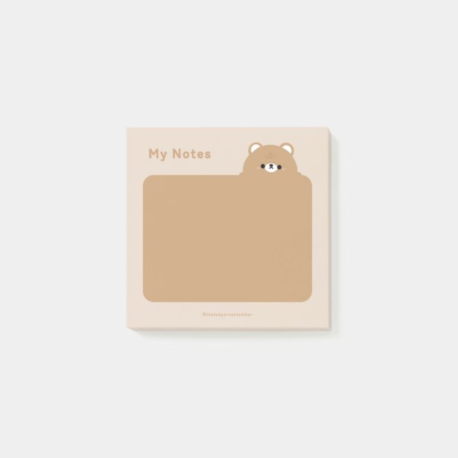 Notas Post-it® Oso marrón (Anverso)
