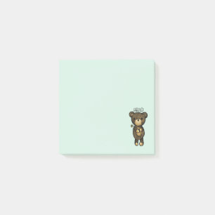 Notas Post-it® Oso marrón lindo sosteniendo una flor amarilla