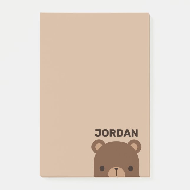 Notas Post-it® Oso Marrón Pequeño y Lindo con Nombre Personalizad (Anverso)