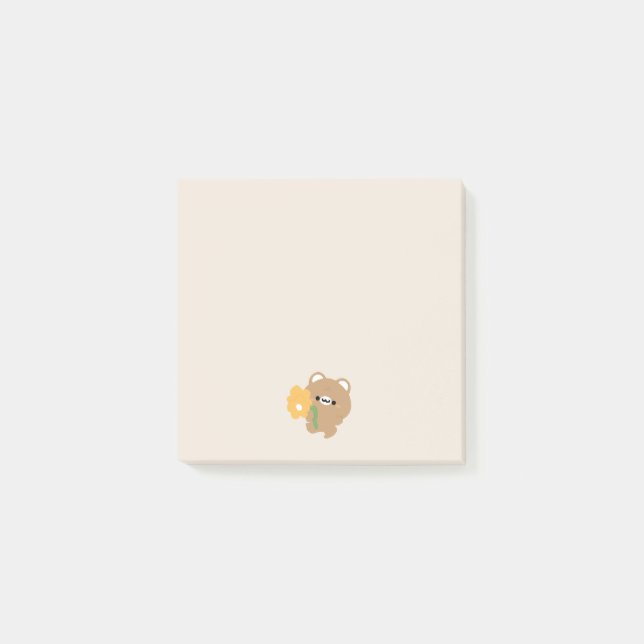 Notas Post-it® Oso marrón romántico (Anverso)