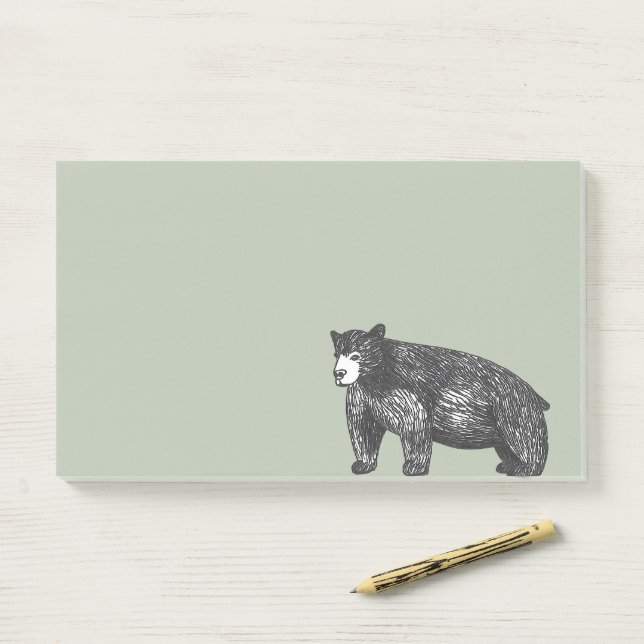 Notas Post-it® Oso negro verde forestal (En escritorio)