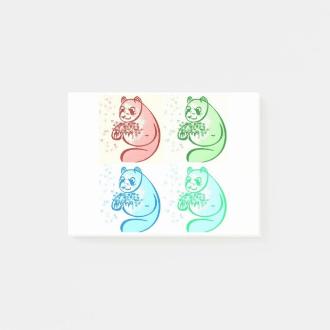 Notas Post-it® Oso Panda de arte pop lúdico (Anverso)