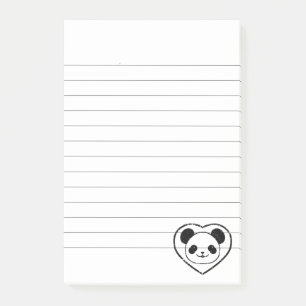Notas Post-it® Oso Panda Estampado De Goma Y Corazón Llenado