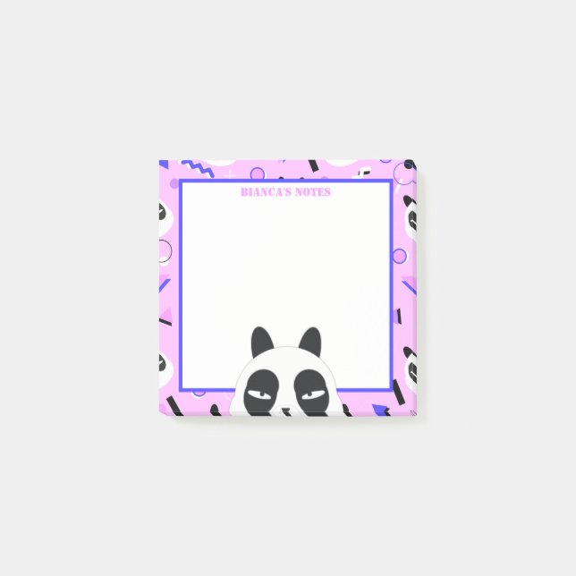 Notas Post-it® Oso Panda Morado Peekaboo (Anverso)