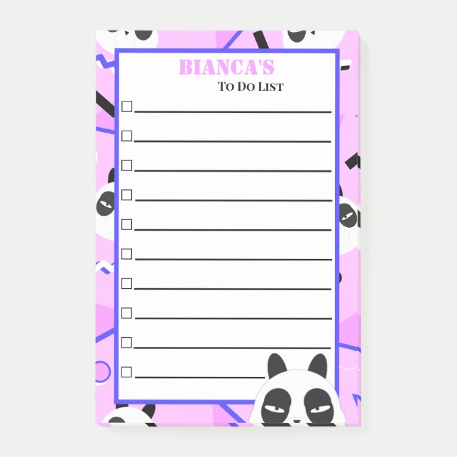 Notas Post-it® Oso Panda Morado Peekaboo (Anverso)
