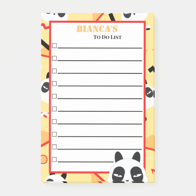 Notas Post-it® Oso Peekaboo amarillo panda (Anverso)