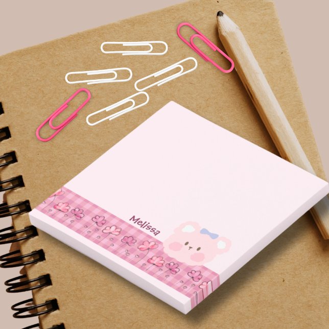 Notas Post-it® Oso Pintado De Mano Rosa Cuta Con Cinta (Subido por el creador)