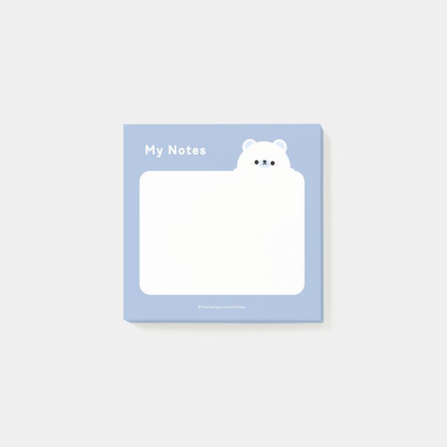 Notas Post-it® Oso polar (Anverso)