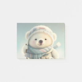 Notas Post-it® Oso Polar Cute Esquí Snowflake Winter Wonderland