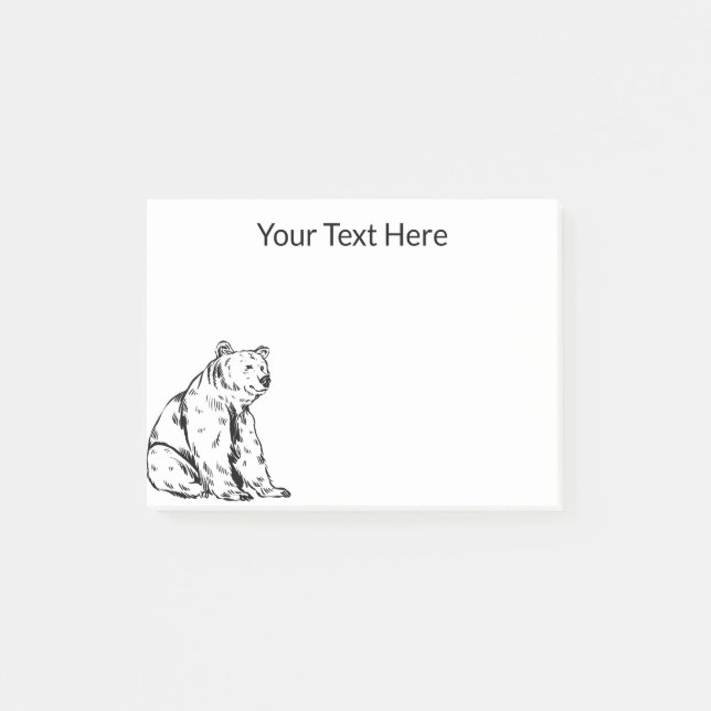 Notas Post-it® Oso Sentado Adorable (Anverso)